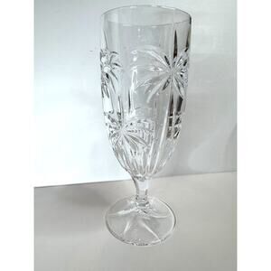 Shannon 24% Lead Crystal South Beach Footed Tea Goblet Etched Palm Trees